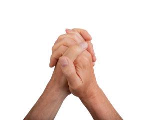 Hands supporting, helping and giving together. Clasped, intertwined fingers interlocked, isolated holding in white gesture. Human position anatomy, union team wrist concept., transparent cutout PNG
