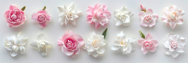 Beautiful Gardenias on White Background for Floral Arrangements Generative AI