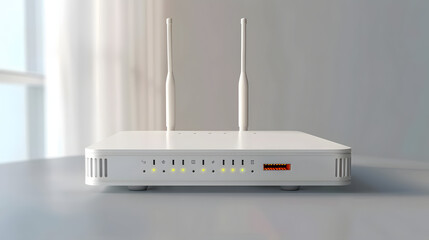WiFi router with two antennas isolated on white - modern connectivity solutions