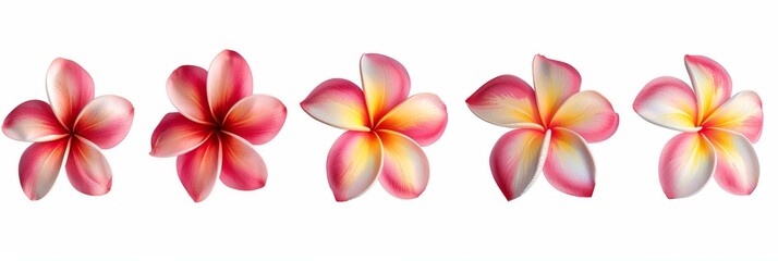 Vibrant Plumeria Blooms on White Background for Floral Designs Generative AI