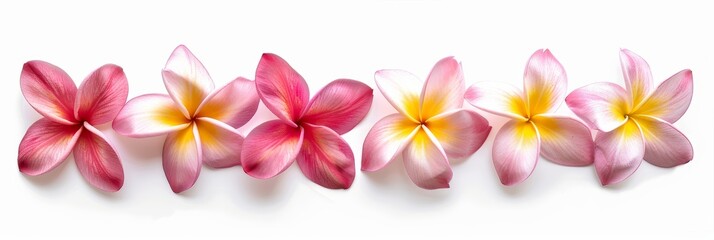 Vibrant Plumeria Blooms on White Background for Floral Designs Generative AI