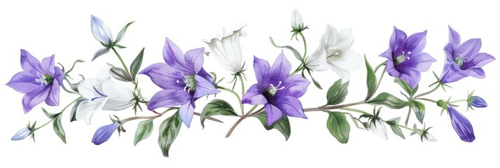 Beautiful Campanula Flowers on White Background for Floral Arrangements Generative AI