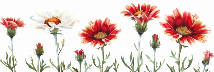 Vibrant Gaillardia Flowers on White Background for Decor Inspiration Generative AI