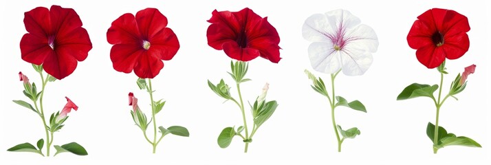 Vibrant Petunias on White Background for Floral Arrangements Generative AI