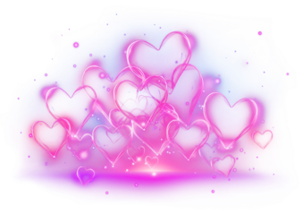 PNG Heartedshape outlines light illuminated pattern purple.