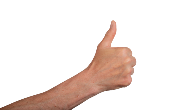 Thumb up gesture, hand good finger like yes okay isolated. Positive best approve business sign symbol satisfaction. Success confirm choice accept agree, one vote agreement, transparent cutout PNG