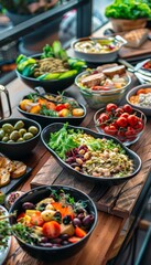 Fototapeta premium Gluten-Free Meals and Snacks Variety Spread on a Wooden Table - Healthy Eating Concept for Dining, Cooking