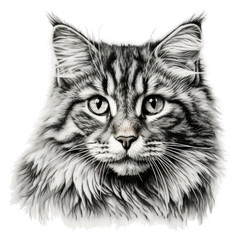 Obraz premium PNG Cat in embroidery style drawing mammal animal.