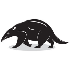 Anteater silhouettes and icons. Black flat color simple elegant white background Anteater animal vector and illustration.