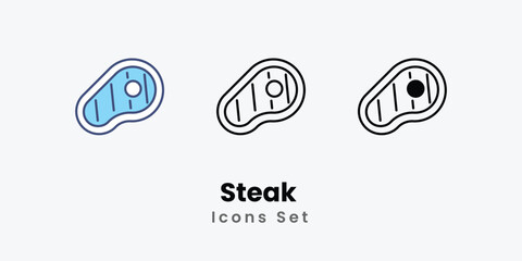 Steak icons vector set stock illustration 