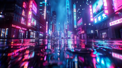 Obraz premium Cityscape design with neon lights
