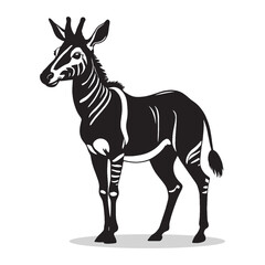 Fototapeta premium Okapi silhouettes and icons. Black flat color simple elegant white background Okapi animal vector and illustration.