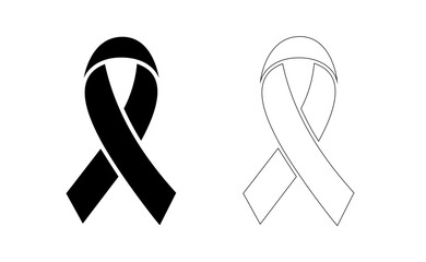 Awareness ribbon vector icons and graphic templates. Editable stroke outline icon. Isolated white background