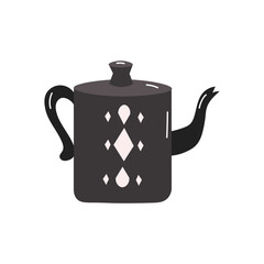 Beautiful black teapot on white background.