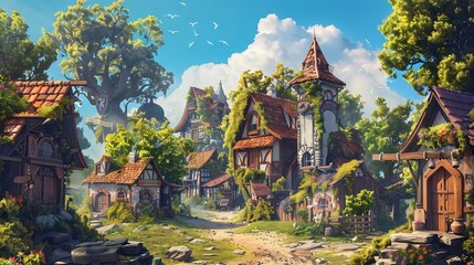 Obraz premium Cartoon style game scene