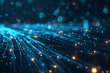 A blurry image of a glowing, colorful line of light