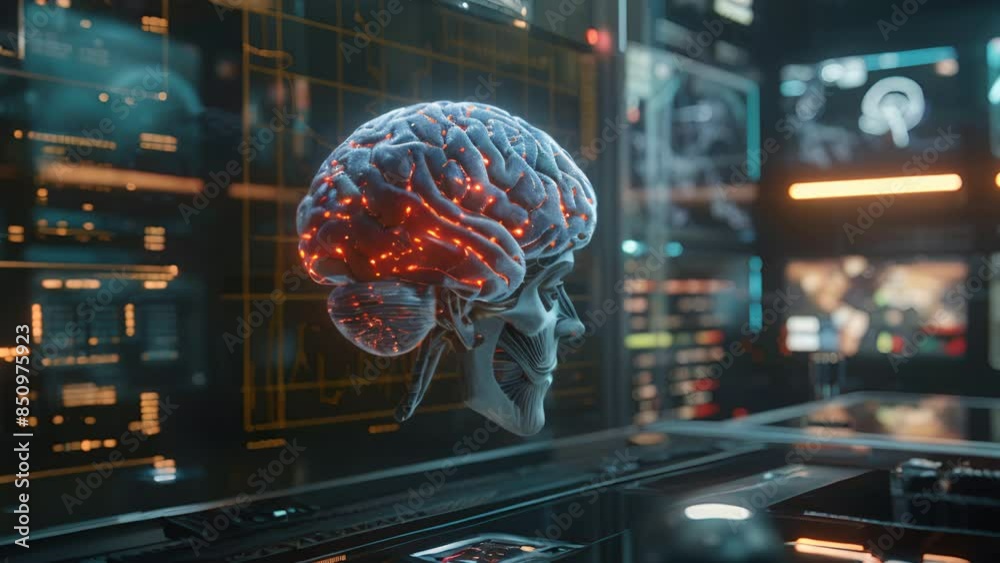 Aufkleber A groundbreaking brain-computer interface that utilizes advanced brain scan technology to enable direct communication between the mind and machines.