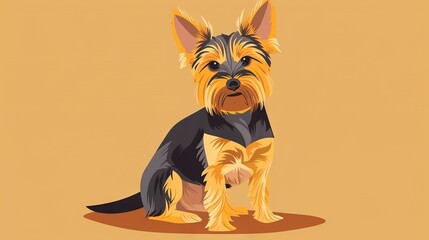   A black and brown dog sits beside a brown-colored floor while a small black dog rests above it with a black collar