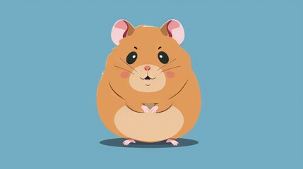  Hamster on hind legs, front paws on back, blue background