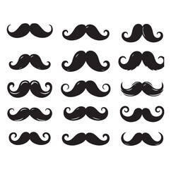 Set of men's mustache. Vector graphics illustration
