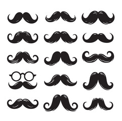 Set of men's mustache. Vector graphics illustration
