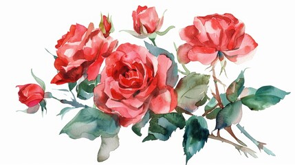 Vibrant Red Roses Bouquet on White Background for Wedding Decor Generative AI