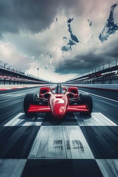 a red race car on the track at an indy car race