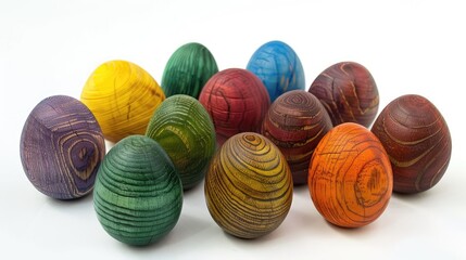 Decorative colored wooden eggs for Easter
