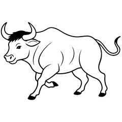 Detailed Buffalo Line Art Vector Illustration - Minimalist Wildlife Graphic