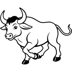 Detailed Buffalo Line Art Vector Illustration - Minimalist Wildlife Graphic