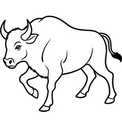 Detailed Buffalo Line Art Vector Illustration - Minimalist Wildlife Graphic