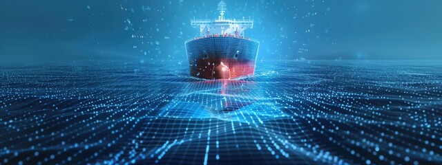 Digital Twin of a Cargo Ship: A digital twin of a cargo ship used for simulations and real-time monitoring, optimizing performance and ensuring safety.
