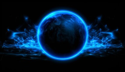 Fototapeta premium Blue Planet in a Glowing Halo