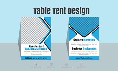 Corporate business table tent design. Minimal simple vector design