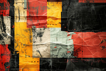 Fototapeta premium Abstract Juneteenth, Black History Month background, Collage style in Pan-African colors, vintage, grunge layered textures