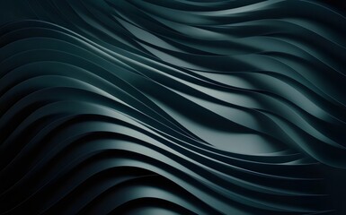 Elegant black background with flowing lines. Minimal geometric curve dynamic shapes composition. Wavy background abstract papercut decoration 3D rendering