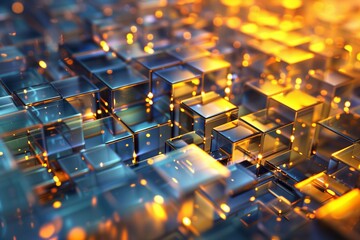 Fototapeta premium technology abstract background - Crystalline Structures - Metallic Tech Abstract Background
