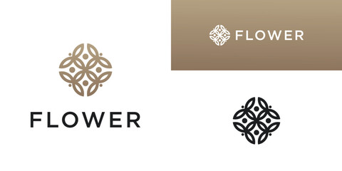 Flower logo design with a creative concept. Premium Vector
