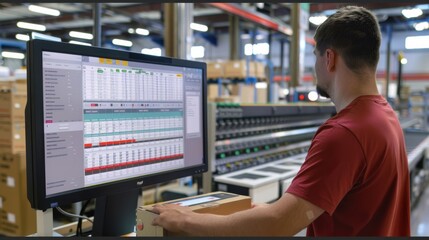 Real-time order updates displayed on a screen in a busy fulfillment center.