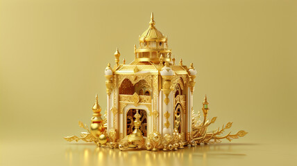 Obraz premium a gold and white temple with a gold background.