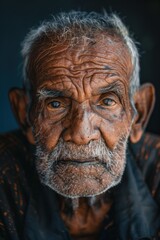 close-up portrait photo of stylish happy old man with modern haircut, big beard and well dressed.