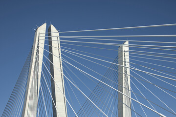 suspension bridge detail close up of steel cables and concrete infrastructure new york tappan zee 