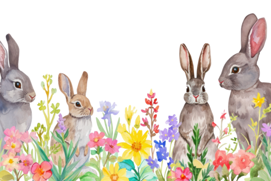 PNG Rabbits and flowers animal mammal nature.