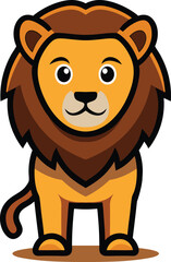 Cute Lion Cartoon Vector Icon illustration On White Background.