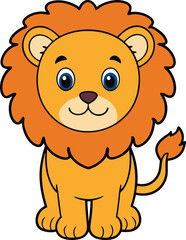 Cute Lion Cartoon Vector Icon illustration On White Background.