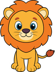 Cute Lion Cartoon Vector Icon illustration On White Background.