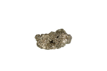 pyrite mineral stone macro on white background