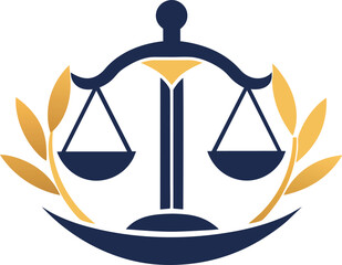 Legal Justice Scales Emblem with Laurel Wreath