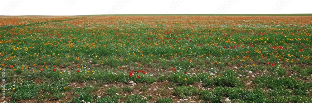 Sticker png empty scene of spring flower fields outdoors horizon nature.