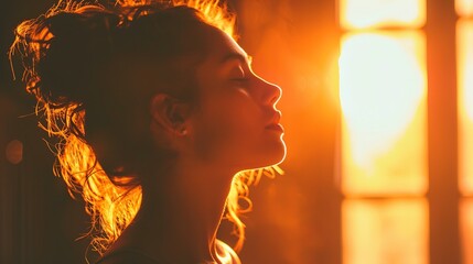 side profile shot, photo of a young pretty woman